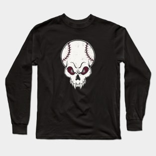 Baseball Skull Logo Vintage Grunge Men Long Sleeve T-Shirt